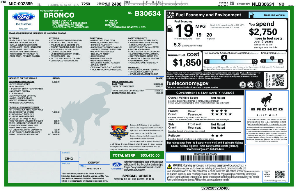 Certified 2022 Ford Bronco Outer Banks AWD/4WD image 39