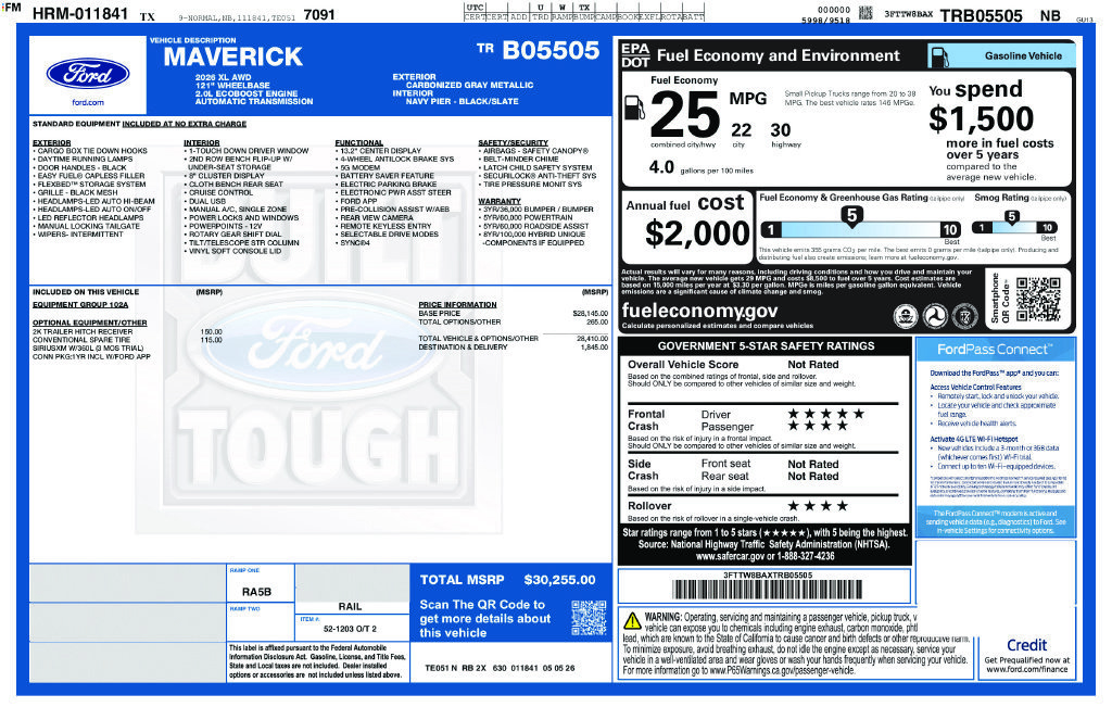 Certified 2026 Ford Maverick XL AWD/4WD image 35