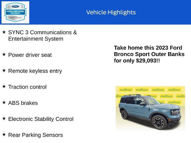 Certified 2023 Ford Bronco Sport Outer Banks AWD/4WD image 18
