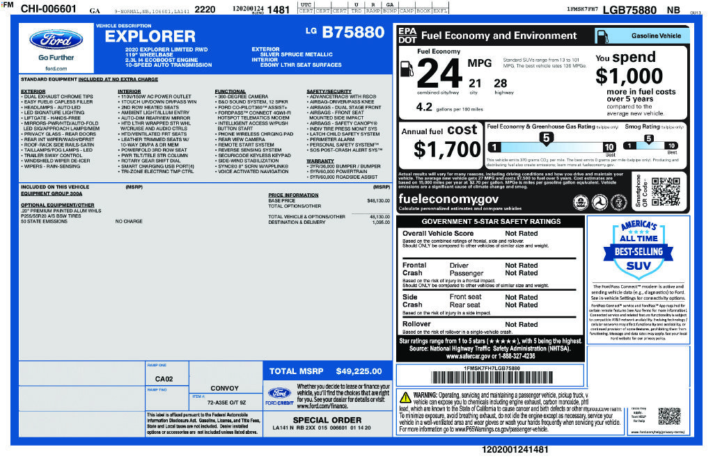 Certified 2020 Ford Explorer Limited RWD image 28