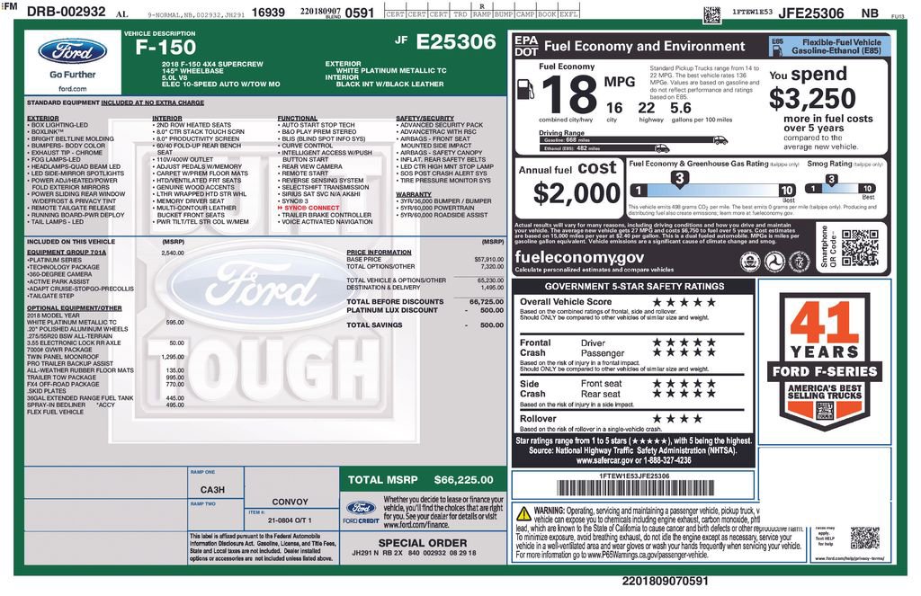 Certified 2018 Ford F150 Platinum w/ Equipment Group 701A Luxury AWD/4WD image 27