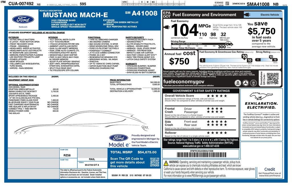 Certified 2025 Ford Mustang Mach-E Premium w/ Sport Appearance Package AWD/4WD image 44