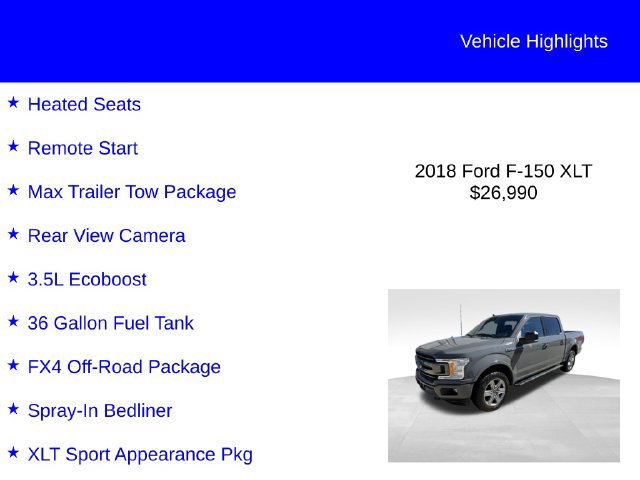 Certified 2018 Ford F150 XLT w/ Equipment Group 302A Luxury AWD/4WD image 2