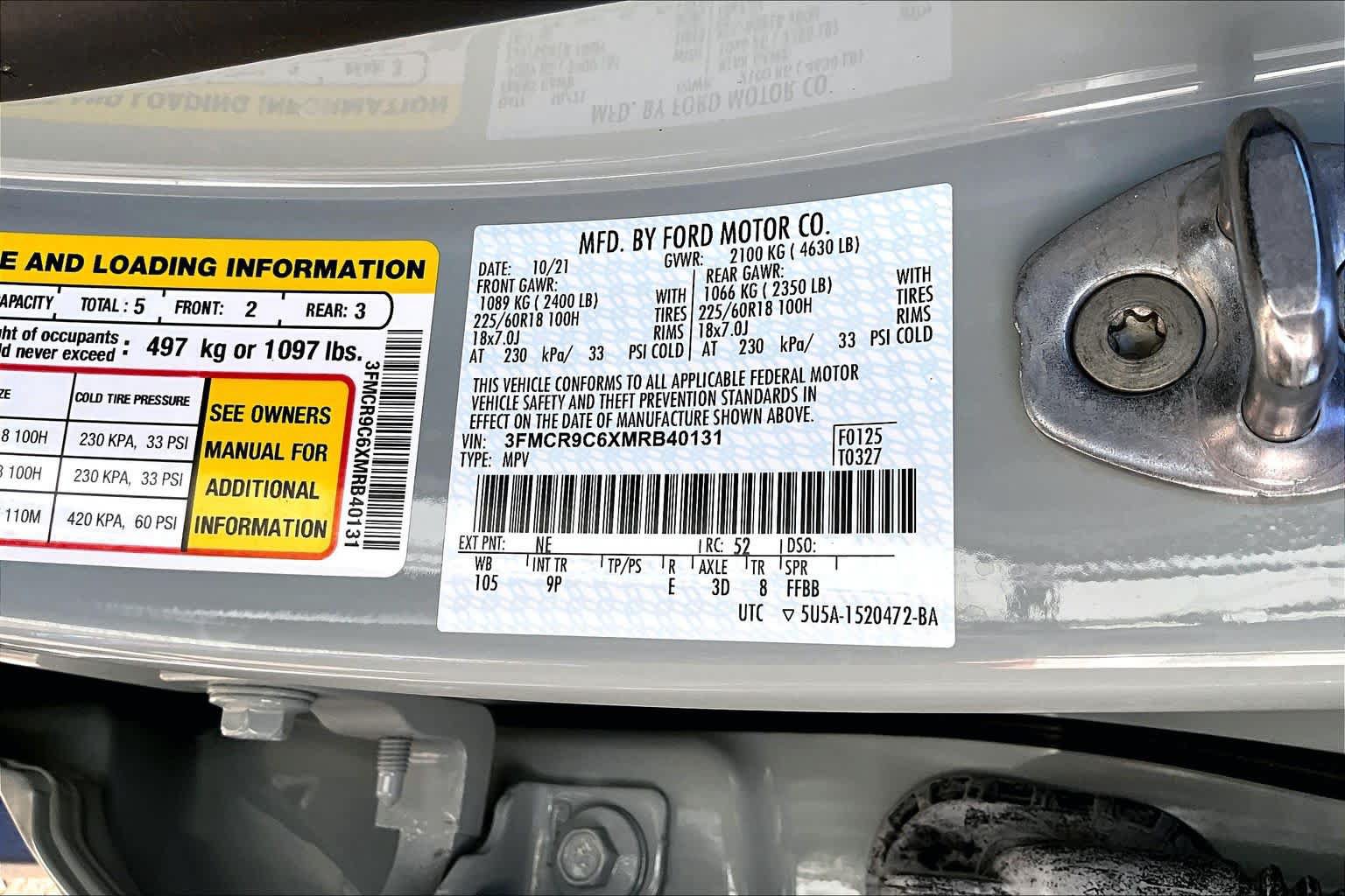 Certified 2021 Ford Bronco Sport Outer Banks AWD/4WD image 34