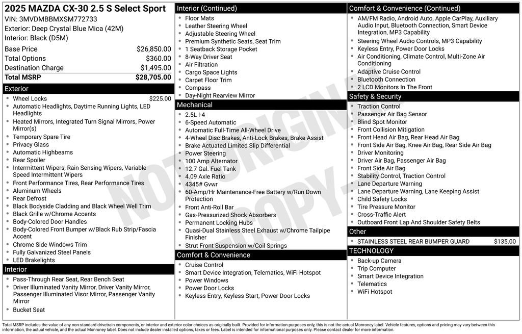 Used 2025 MAZDA CX-30 AWD 2.5 S w/ Select Sport Pkg image 6