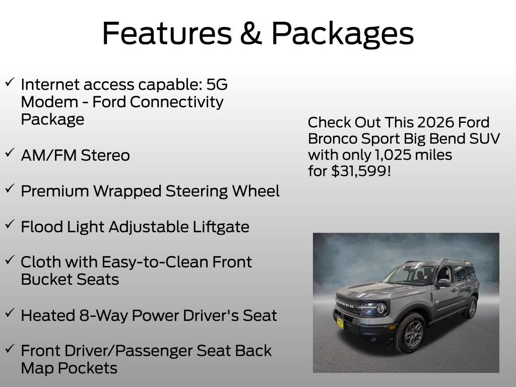 Certified 2026 Ford Bronco Sport Big Bend w/ Convenience Package AWD/4WD image 8