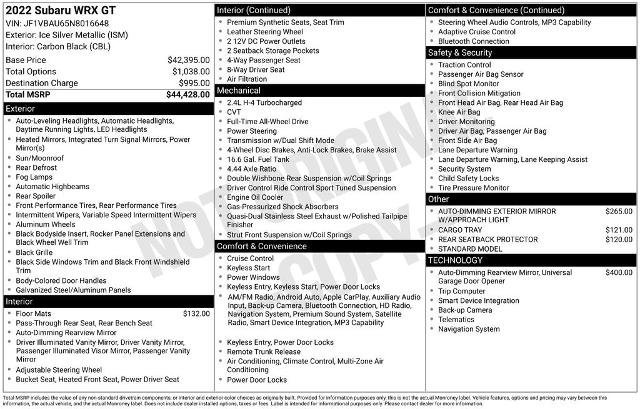 Used 2022 Subaru WRX GT AWD/4WD image 37