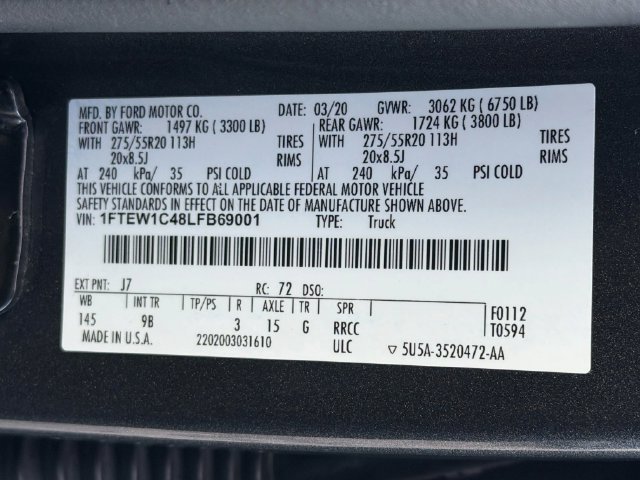 Certified 2020 Ford F150 Platinum RWD image 42
