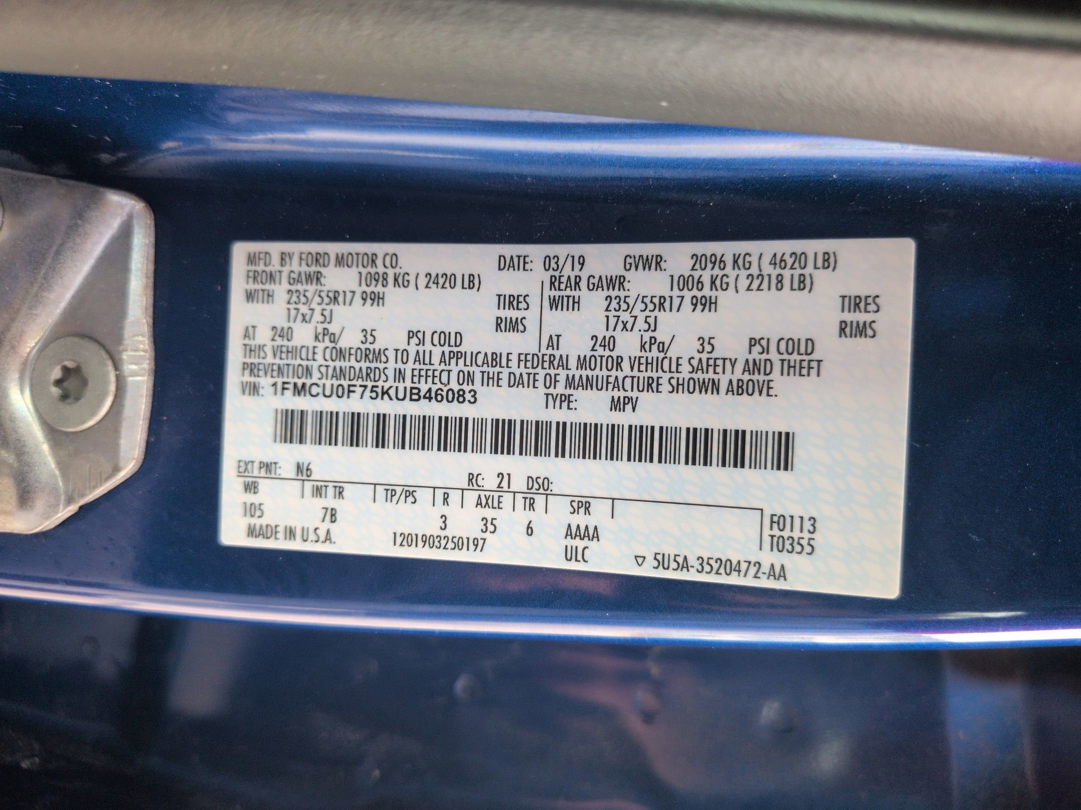 Certified 2019 Ford Escape S FWD image 37
