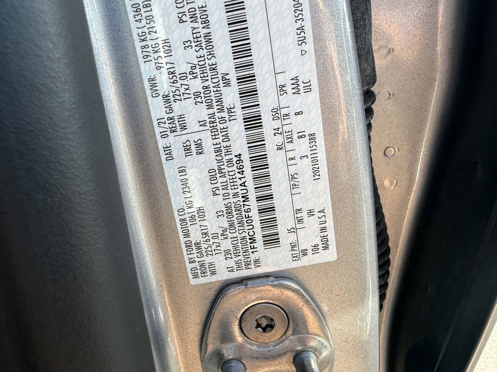 Certified 2021 Ford Escape S FWD image 28