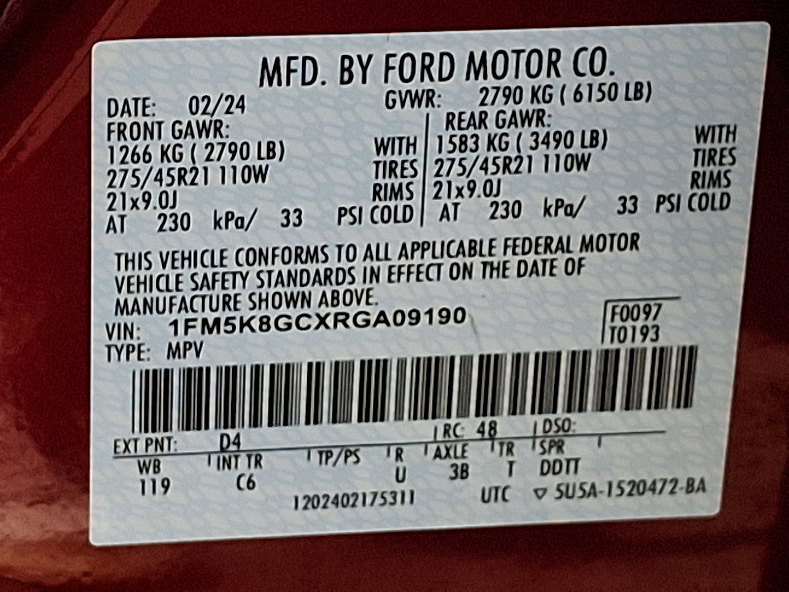 Certified 2024 Ford Explorer ST w/ Equipment Group 401A AWD/4WD image 26