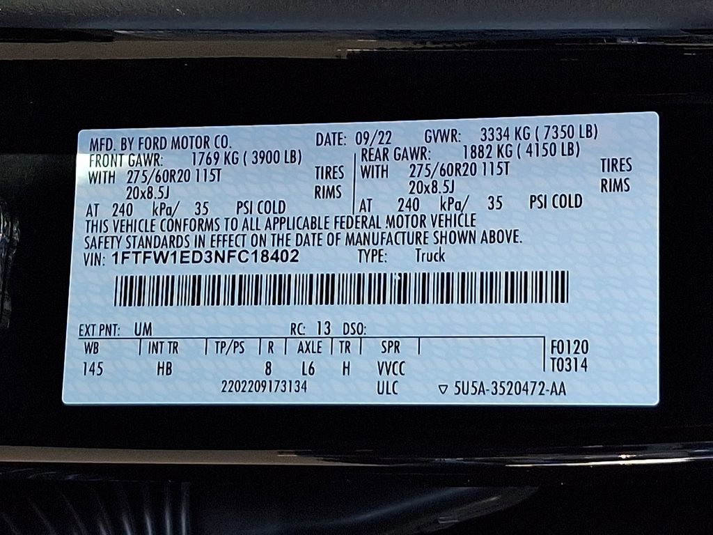 Certified 2022 Ford F150 Lariat w/ Equipment Group 502A High image 29