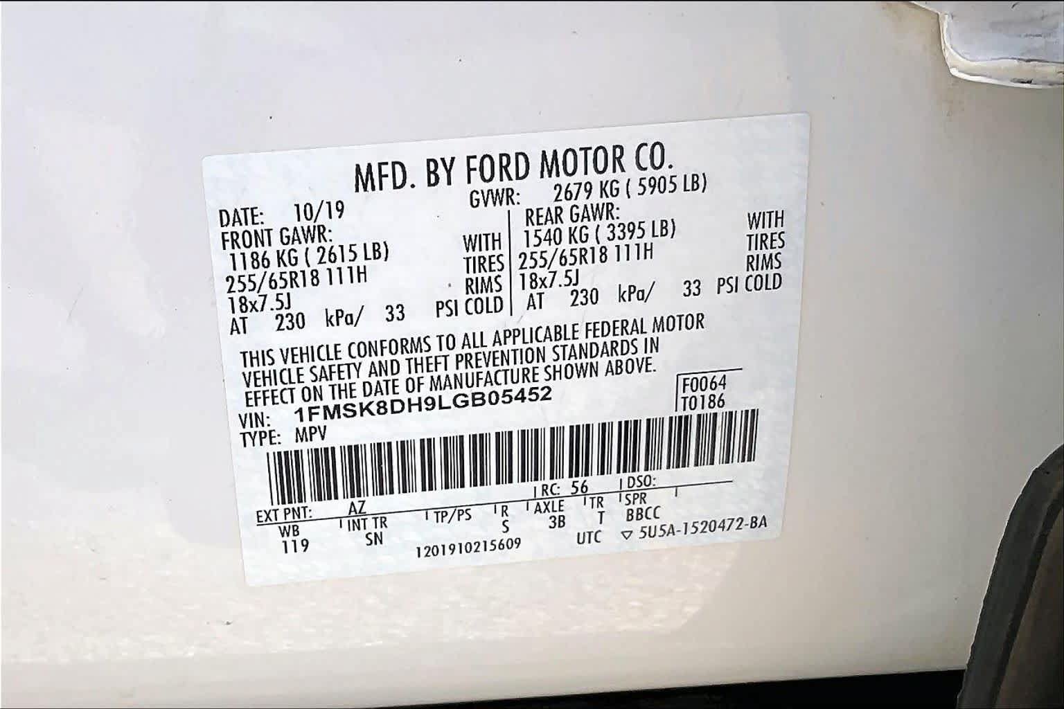 Certified 2020 Ford Explorer XLT w/ Equipment Group 202A AWD/4WD image 32