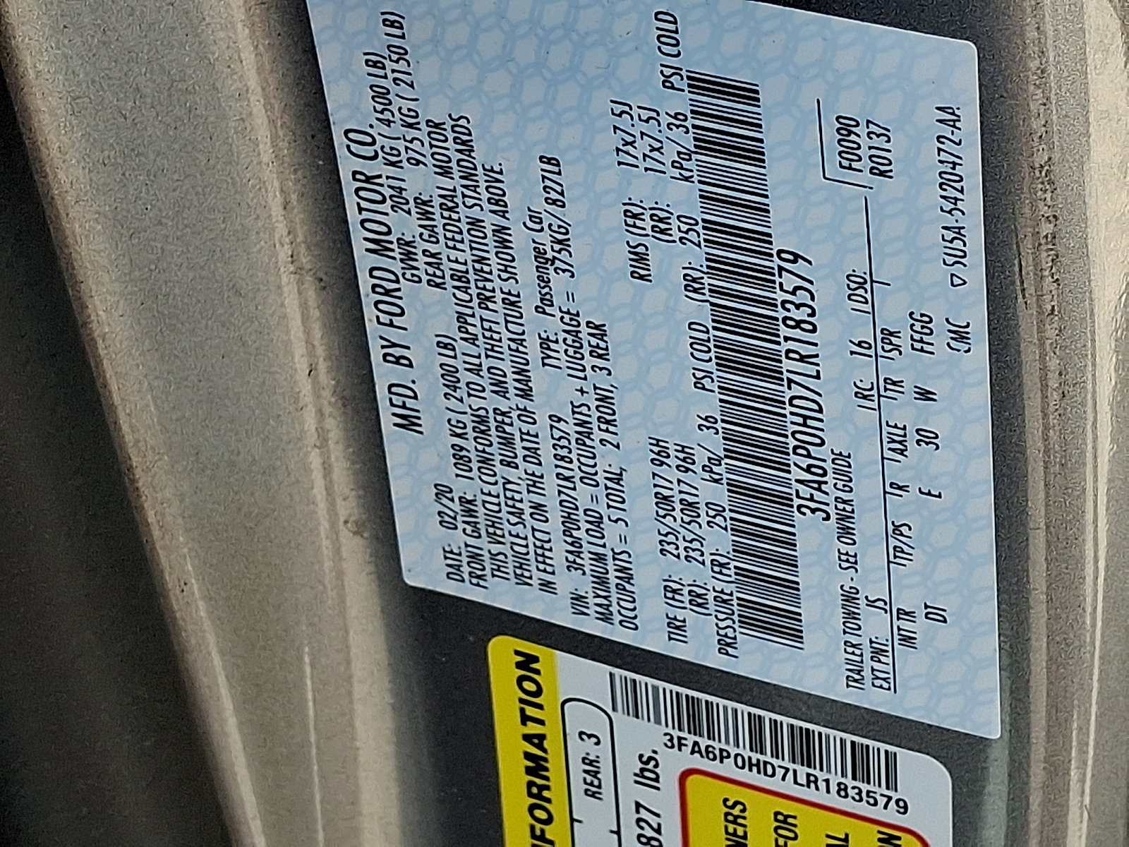 Certified 2020 Ford Fusion SE FWD image 29