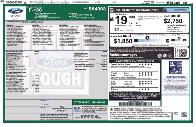 Certified 2022 Ford F150 Platinum w/ Equipment Group 701A High AWD/4WD image 5