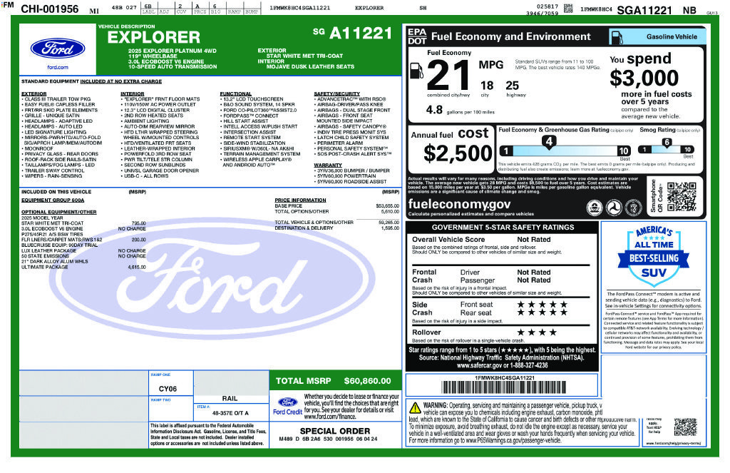 Certified 2025 Ford Explorer Platinum w/ Ultimate Package AWD/4WD image 4