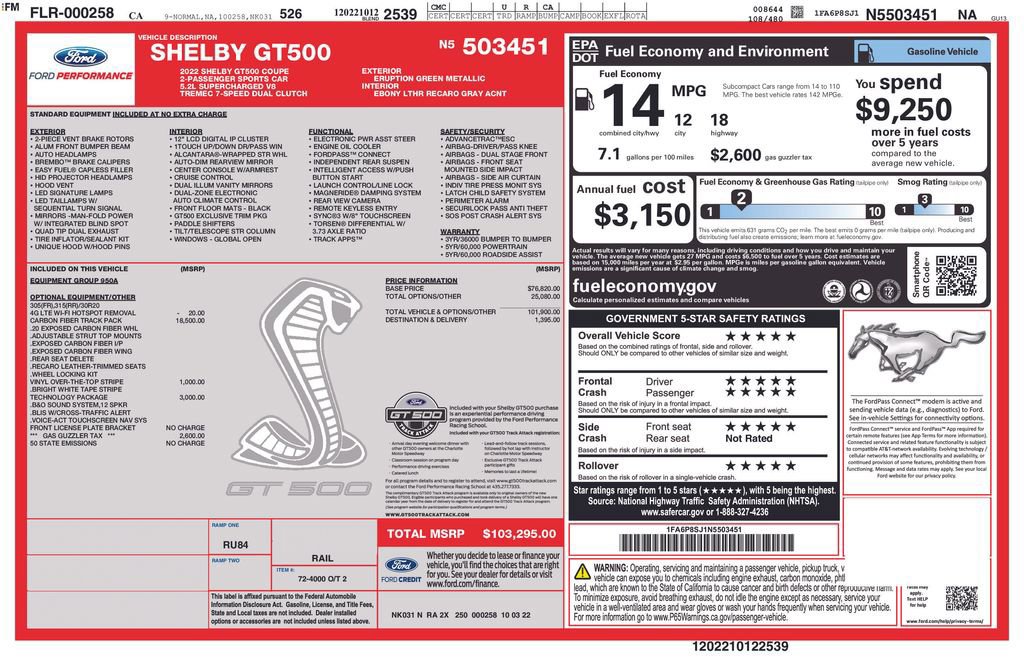 Certified 2022 Ford Mustang Shelby GT500 w/ Carbon Fiber Track Pack image 34