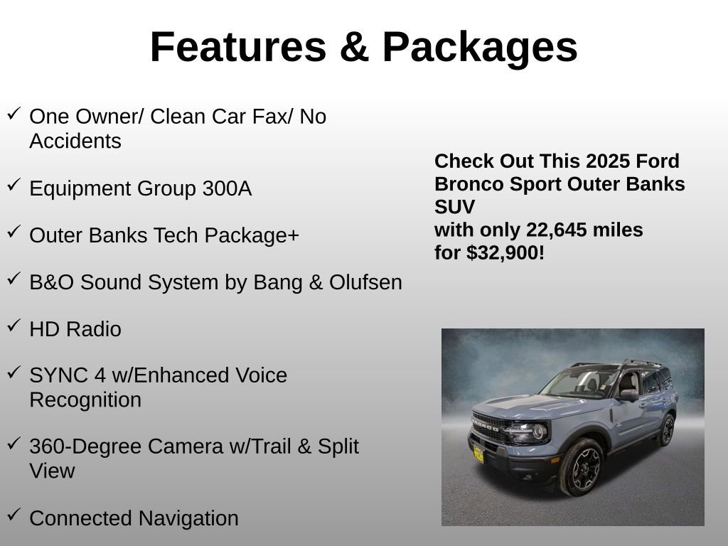 Certified 2025 Ford Bronco Sport Outer Banks w/ Outer Banks Tech Package+ AWD/4WD image 4