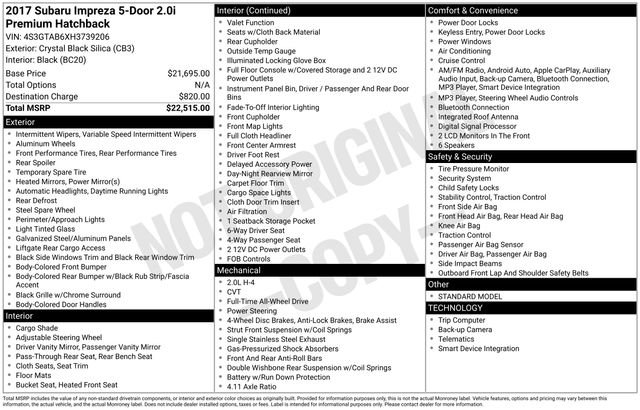 Used 2017 Subaru Impreza 2.0i Premium image 10