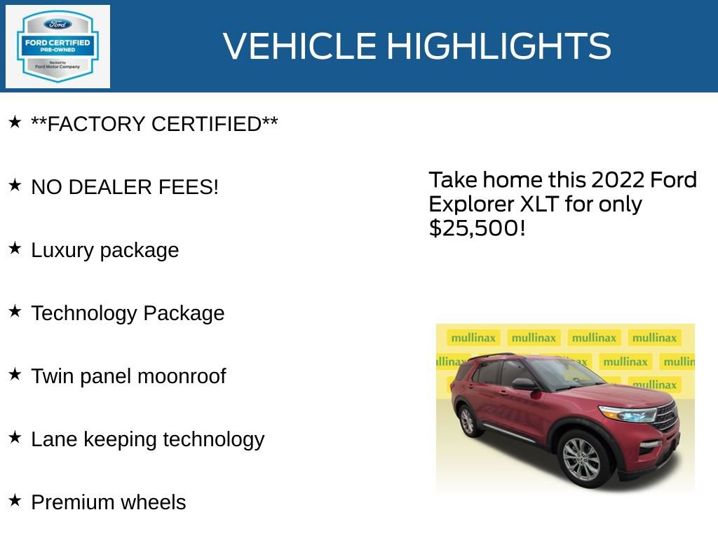 Certified 2022 Ford Explorer XLT w/ Equipment Group 202A RWD image 12
