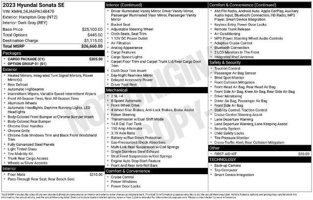 Used 2023 Hyundai Sonata SE w/ Cargo Package image 9