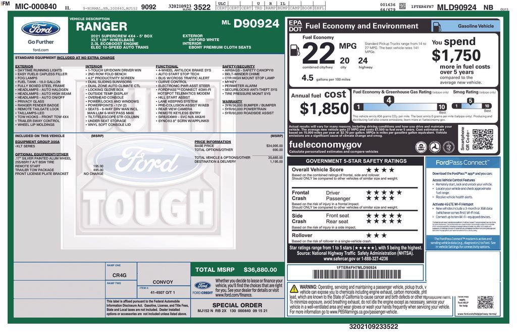 Certified 2021 Ford Ranger XLT w/ Trailer Tow Package AWD/4WD image 4