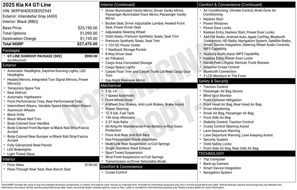 Used 2025 Kia K4 GT-Line w/ GT-Line Sunroof Package FWD image 25
