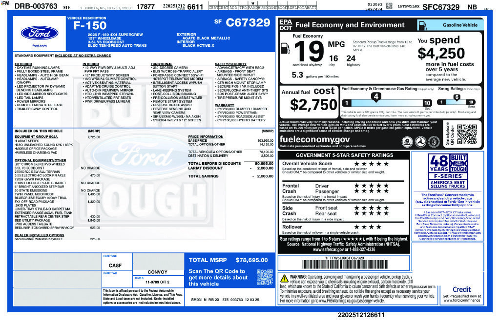Certified 2025 Ford F150 Lariat w/ Equipment Group 502A High AWD/4WD image 9