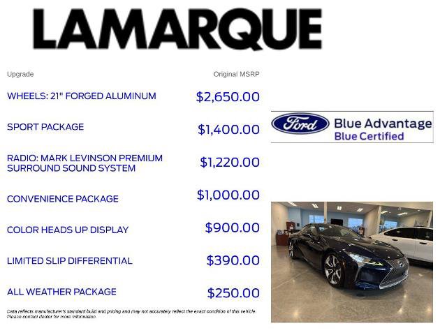 Used 2018 Lexus LC 500 Coupe w/ Sport Package RWD image 10