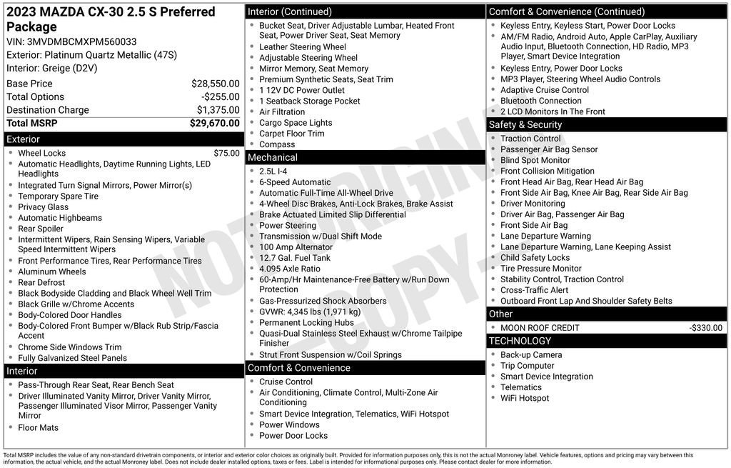 Used 2023 MAZDA CX-30 AWD 2.5 S w/ Preferred Package image 32