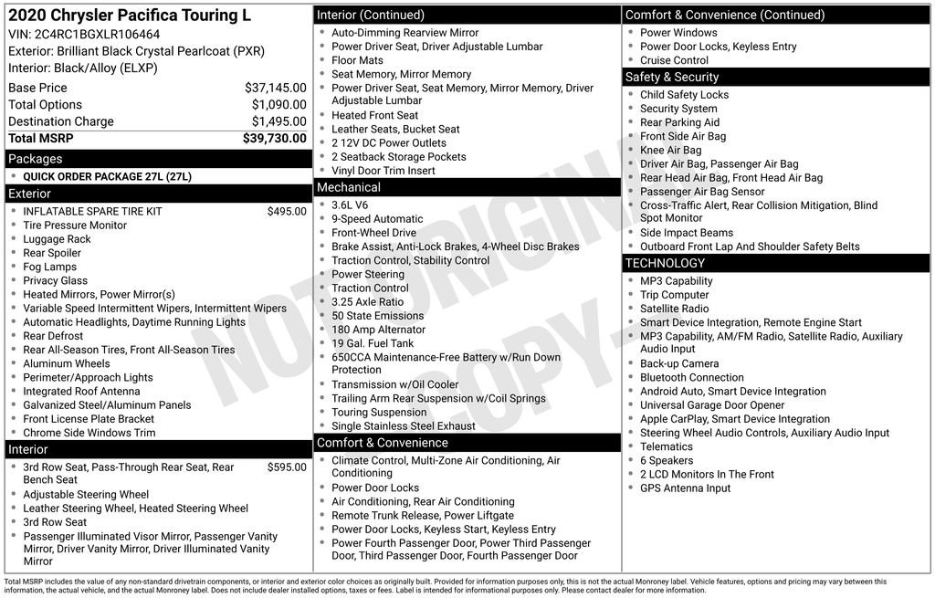 Used 2020 Chrysler Pacifica Touring-L
