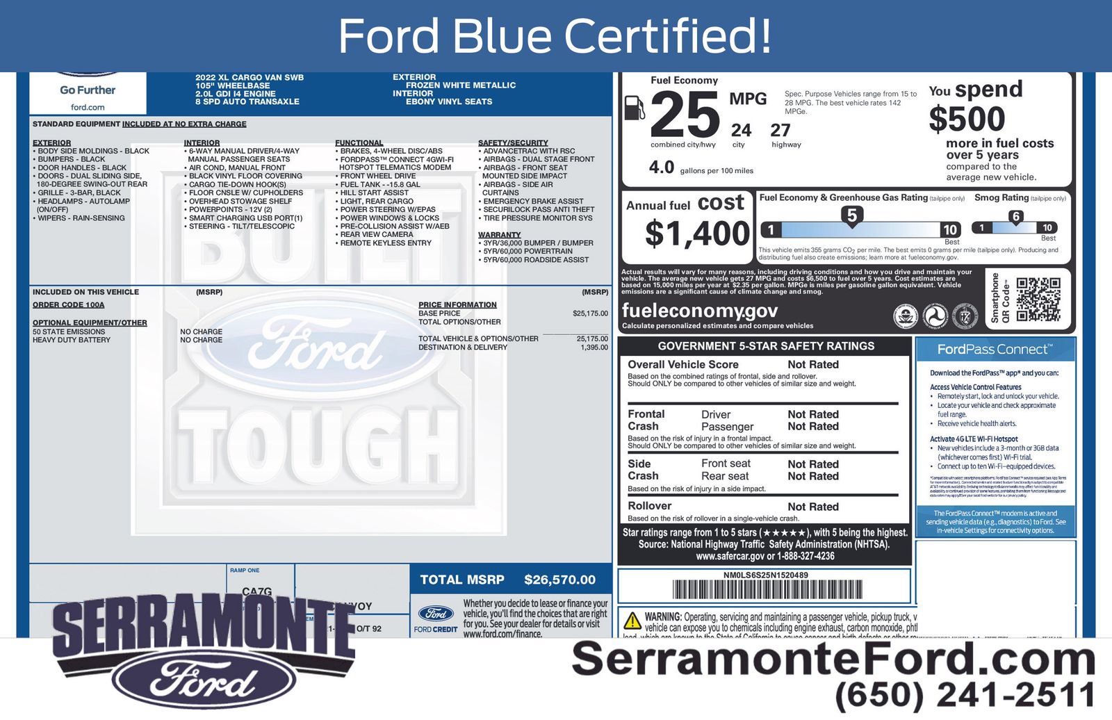 Certified 2022 Ford Transit Connect XL FWD image 16