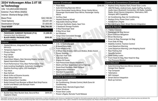 Used 2024 Volkswagen Atlas SE w/ Panoramic Sunroof Package FWD image 2