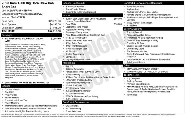 Used 2023 RAM 1500 Big Horn AWD/4WD image 48