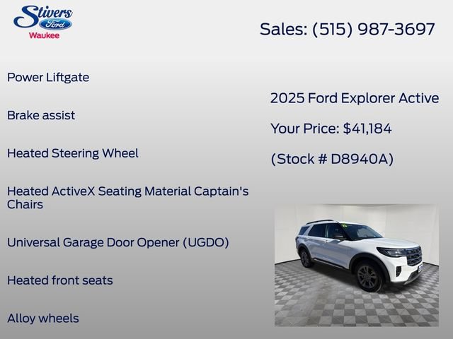 Certified 2025 Ford Explorer Active w/ Active Comfort Package AWD/4WD image 22