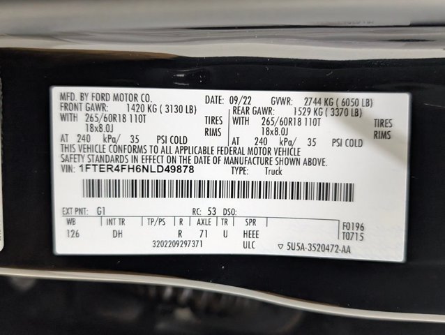 Certified 2022 Ford Ranger Lariat w/ Equipment Group 501A High AWD/4WD image 25