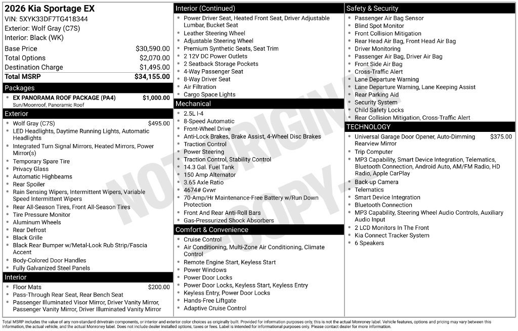 Used 2026 Kia Sportage EX w/ EX Panorama Roof Package FWD image 33