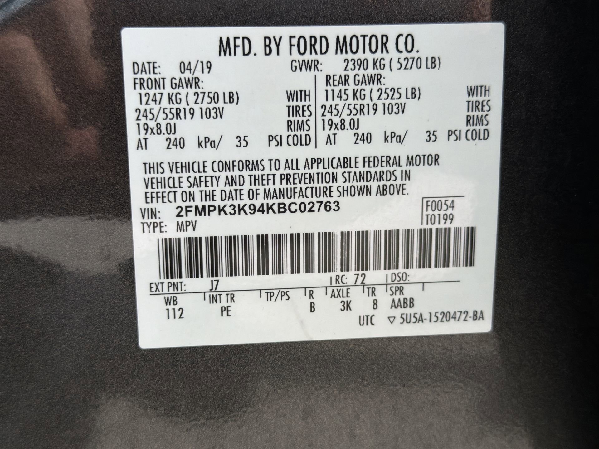 Certified 2019 Ford Edge Titanium w/ Equipment Group 301A FWD image 71