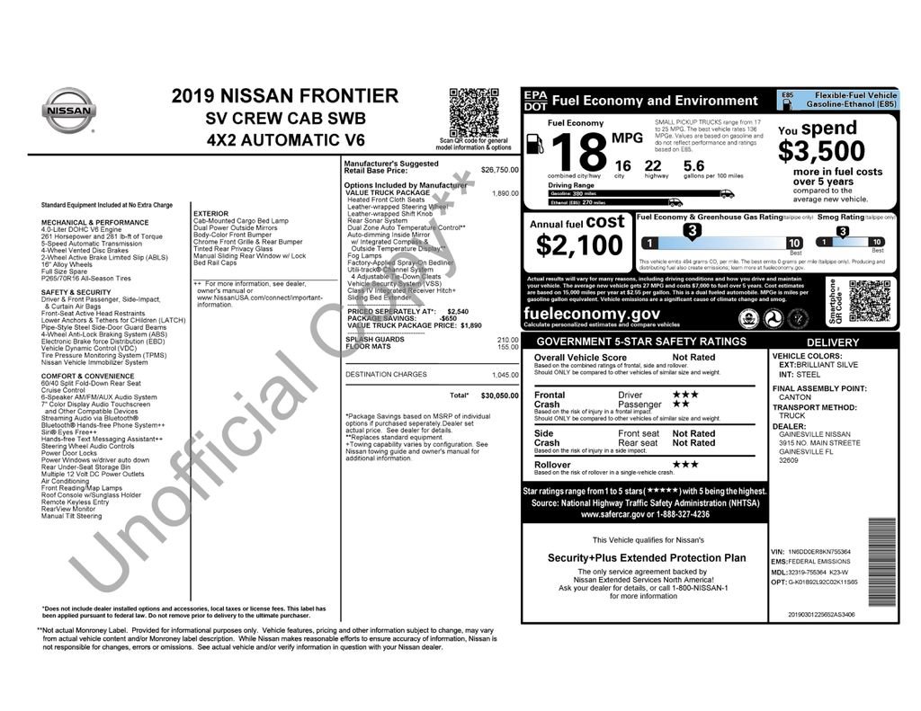 Used 2019 Nissan Frontier SV w/ Value Truck Package RWD image 39