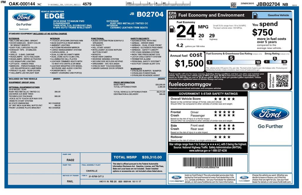 Certified 2018 Ford Edge Titanium w/ Technology Package FWD image 27