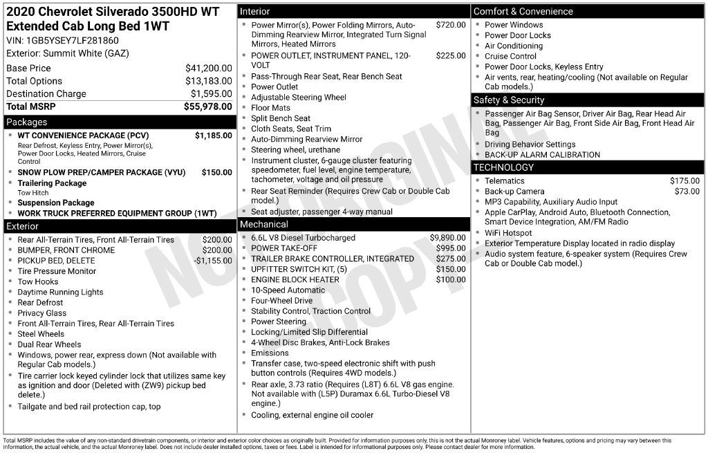Used 2020 Chevrolet Silverado 3500 W/T w/ WT Convenience Package AWD/4WD image 39