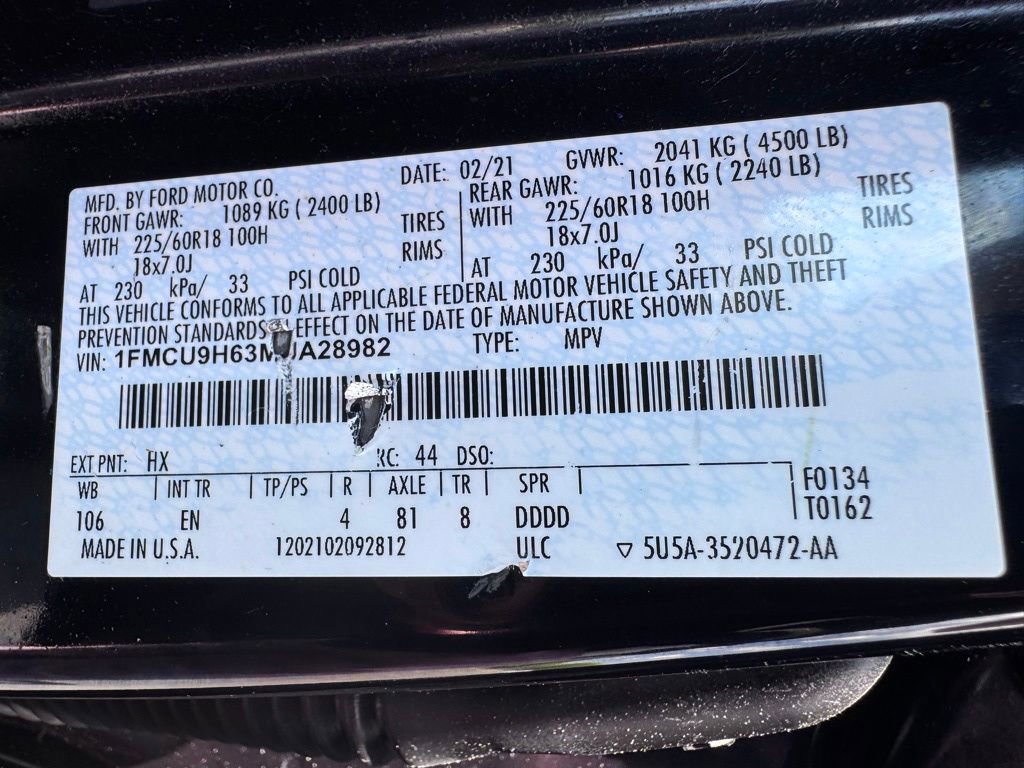 Certified 2021 Ford Escape SEL AWD/4WD image 36