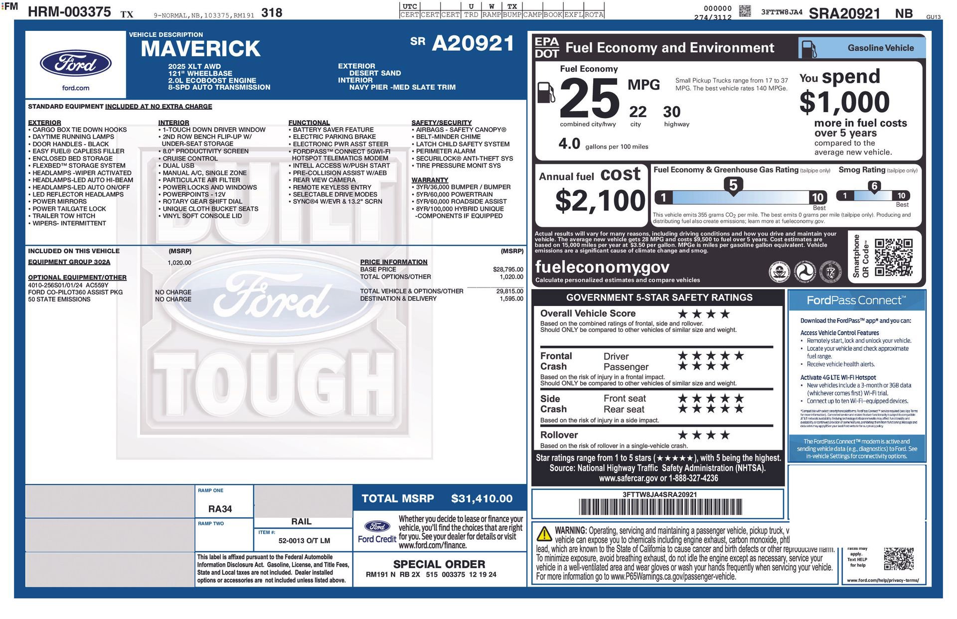 Certified 2025 Ford Maverick XLT w/ Equipment Group 302A AWD/4WD image 34