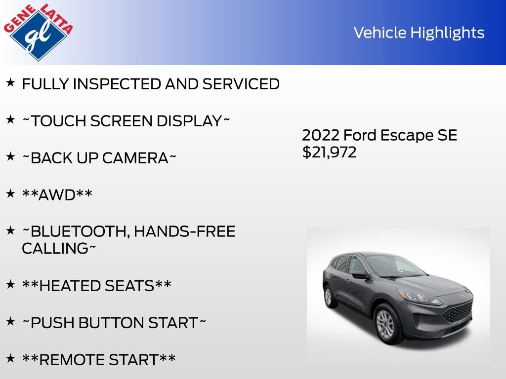 Certified 2022 Ford Escape SE w/ Cold Weather Package AWD/4WD image 31
