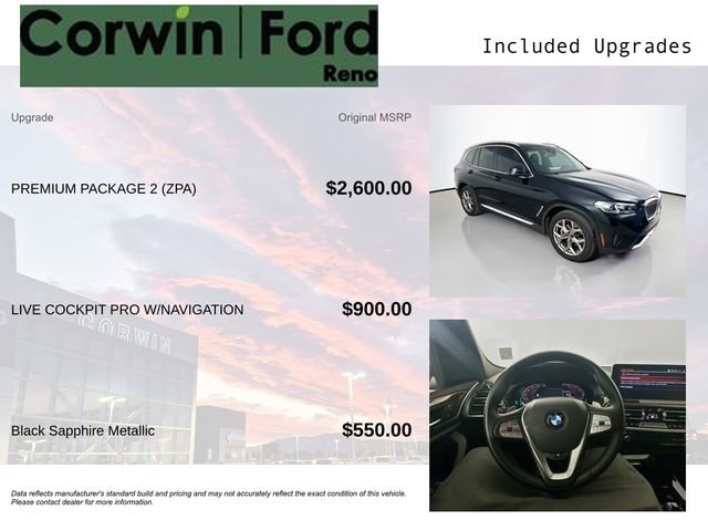 Used 2022 BMW X3 sDrive30i w/ Premium Package 2 (ZPA) RWD image 3