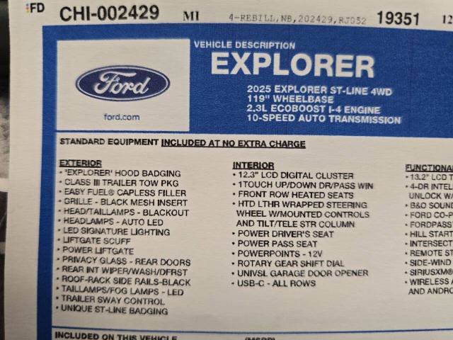 Certified 2025 Ford Explorer ST-Line w/ Premium Package image 27