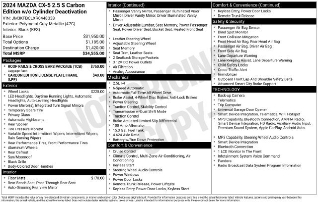 Used 2024 MAZDA CX-5 Carbon Edition AWD/4WD image 5