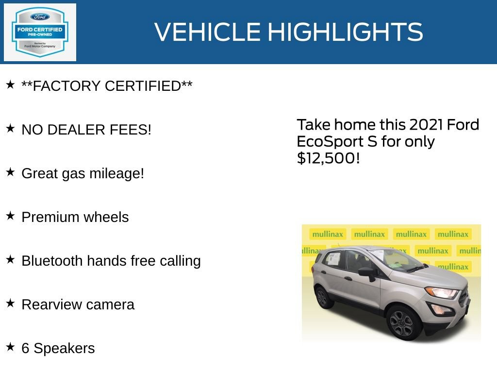 Certified 2021 Ford EcoSport S FWD image 12