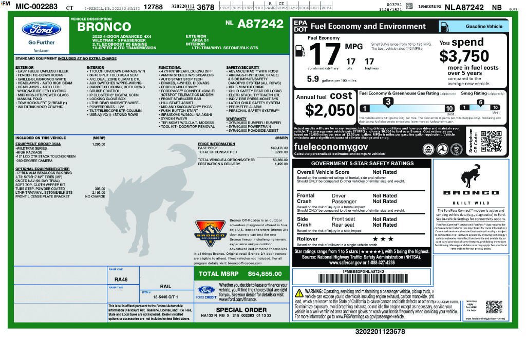 Certified 2022 Ford Bronco Wildtrak AWD/4WD image 32