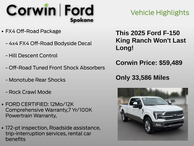 Certified 2025 Ford F150 King Ranch w/ FX4 Off-Road Package AWD/4WD image 7